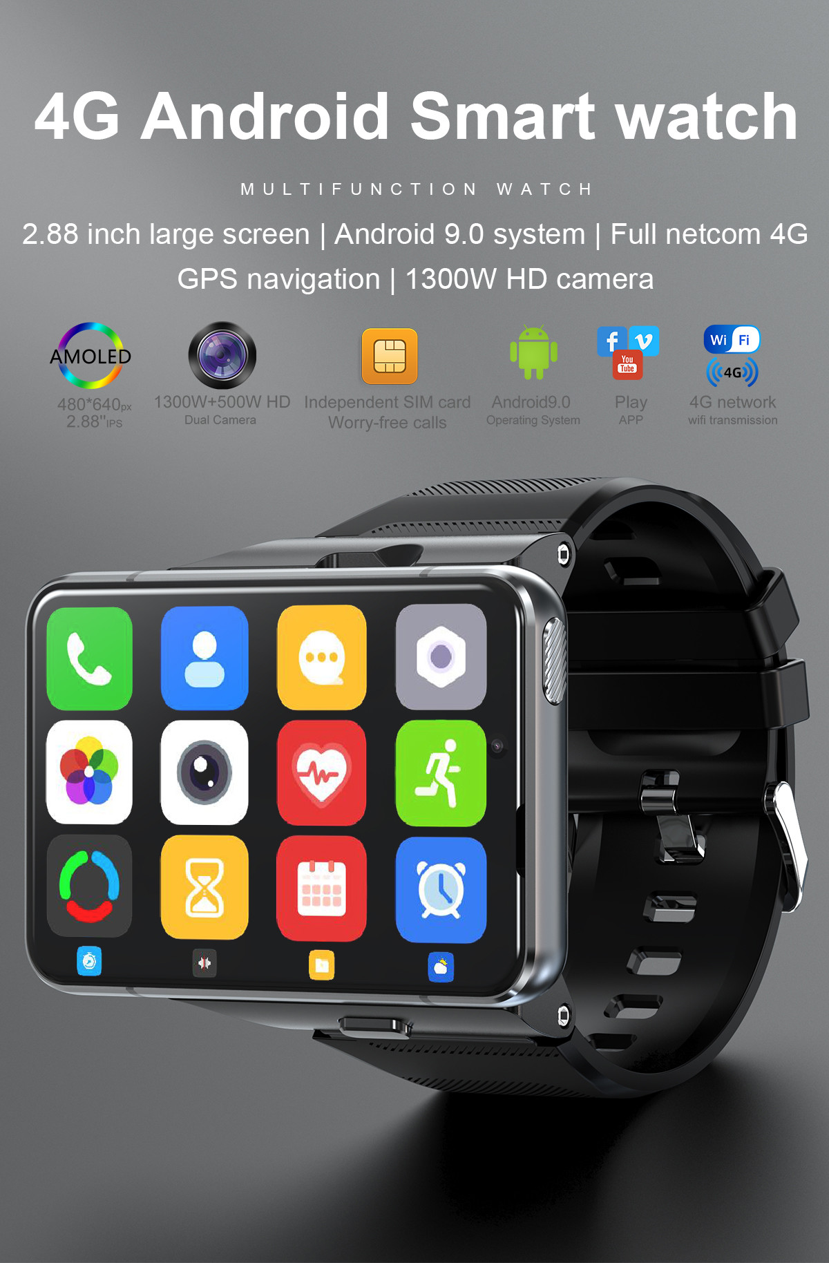 Best Selling 4g Wifi Gps Watch Phone Take Video Smart Watch Big Battery Smartwatch Phone Answer Call S999