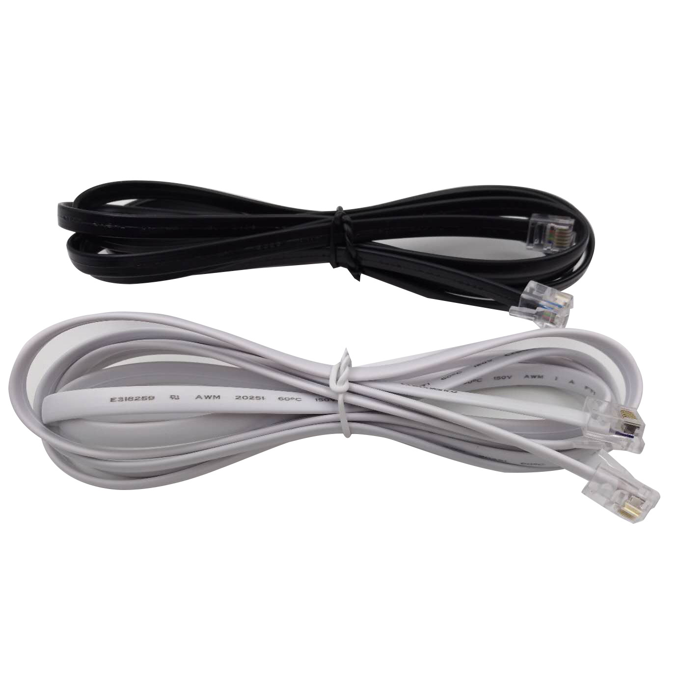 6 Conductor Flat Telephone Cable with BC Conductor and RJ11 6P6C from Exact Cables