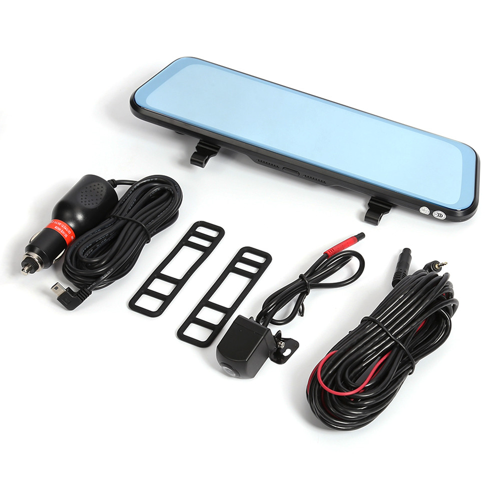 9.66 Inch Motion Activated Dashcam Full 2.5D Touch Screen Front Back Recording