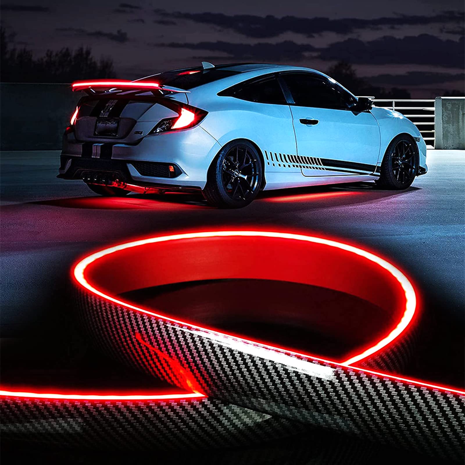129.79 x 3.51 x 1.02 cm Packaging Size Luminous Car Spoiler with LED Strip Light