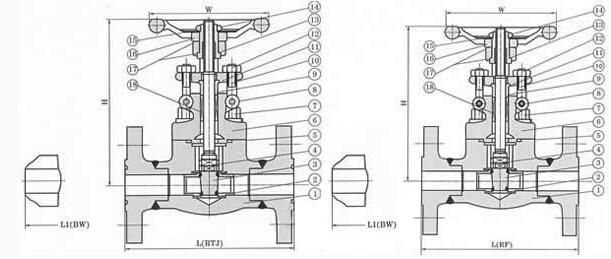 Pn20 Forged Steel Valves A105 Flanged Gate Valve Raised Face 1inch Dn25 Class 150LB