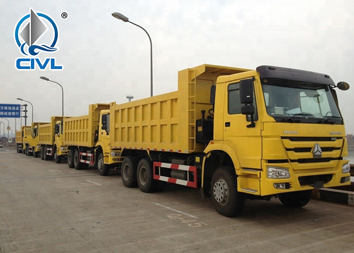 30t heavy Dump Truck 10 Wheel 336hp / 371hp tipper truck HOWO 6 x 4 Hyva Hydraulic Front lift yellow color
