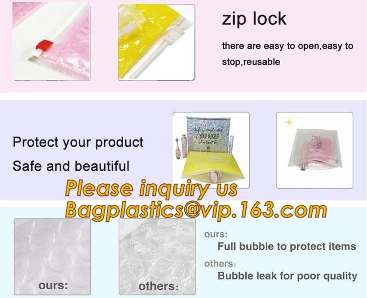 Cosmetic Slider Zip lockkk Bubble Bags Bubble Slide Pouch,Zip lockkk esd bubble bag bubble packaging wrap cosmetic pouch slide