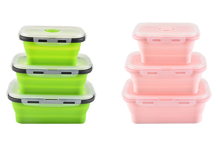 FDA silicone foldable lunch box silicone microwave lunch box portable silicone lunch box