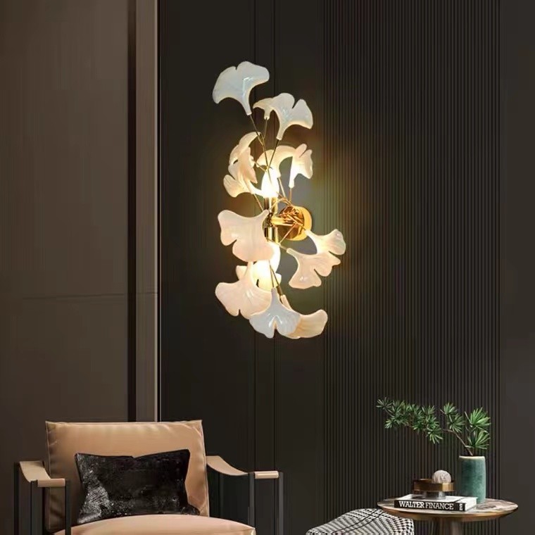 New Design Bedside Decorative Marble Flower Bedroom Indoor Wall Mounted Sconce Lamp