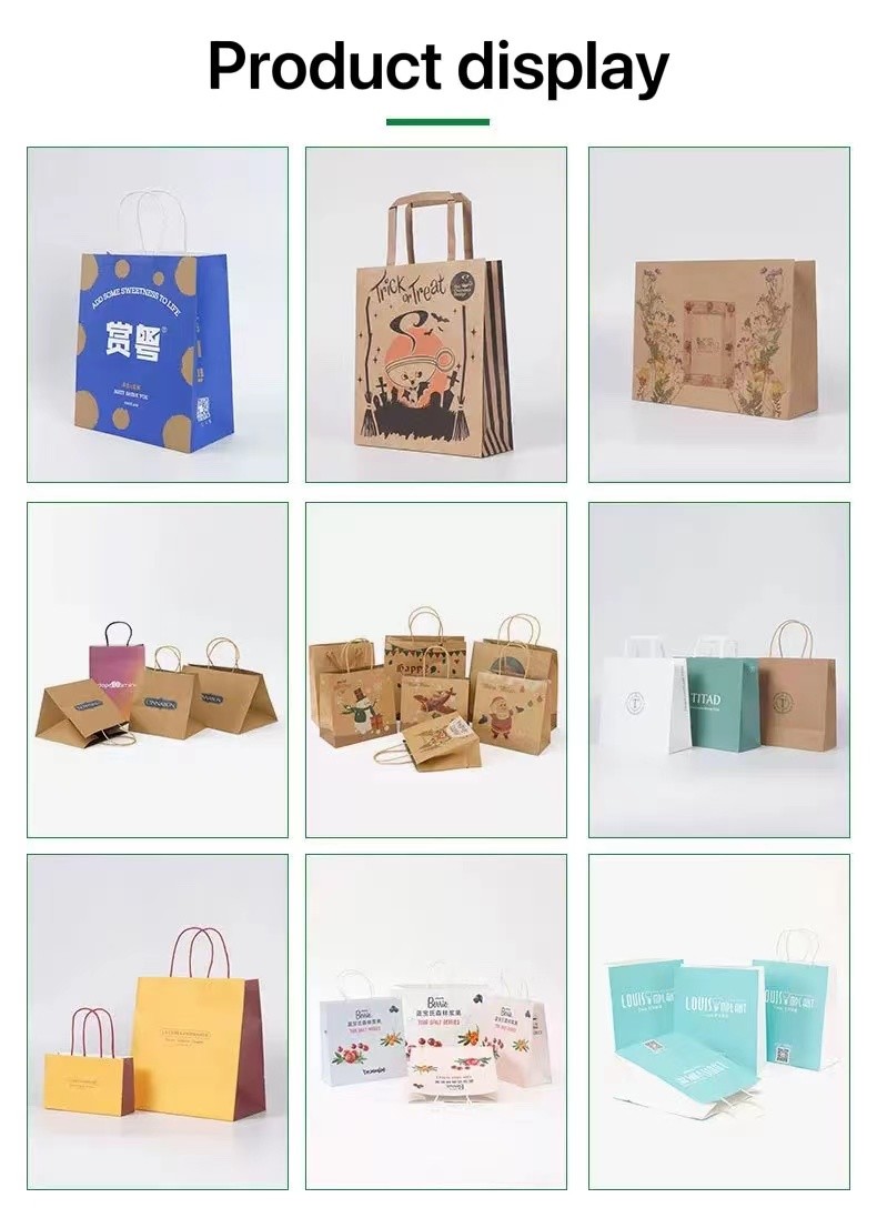 White Brown 250gsm Kraft Printed Paper Shopping Bags With Handles