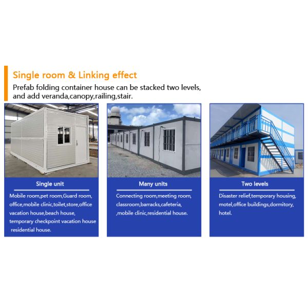 Eco Friendly Folding Prefab Houses Container High Strength Steel Fold Up Container House