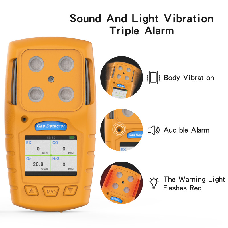 4 In 1 IP64 Portable Multi Gas Detector Poisonous Combustible Gas Analyzer