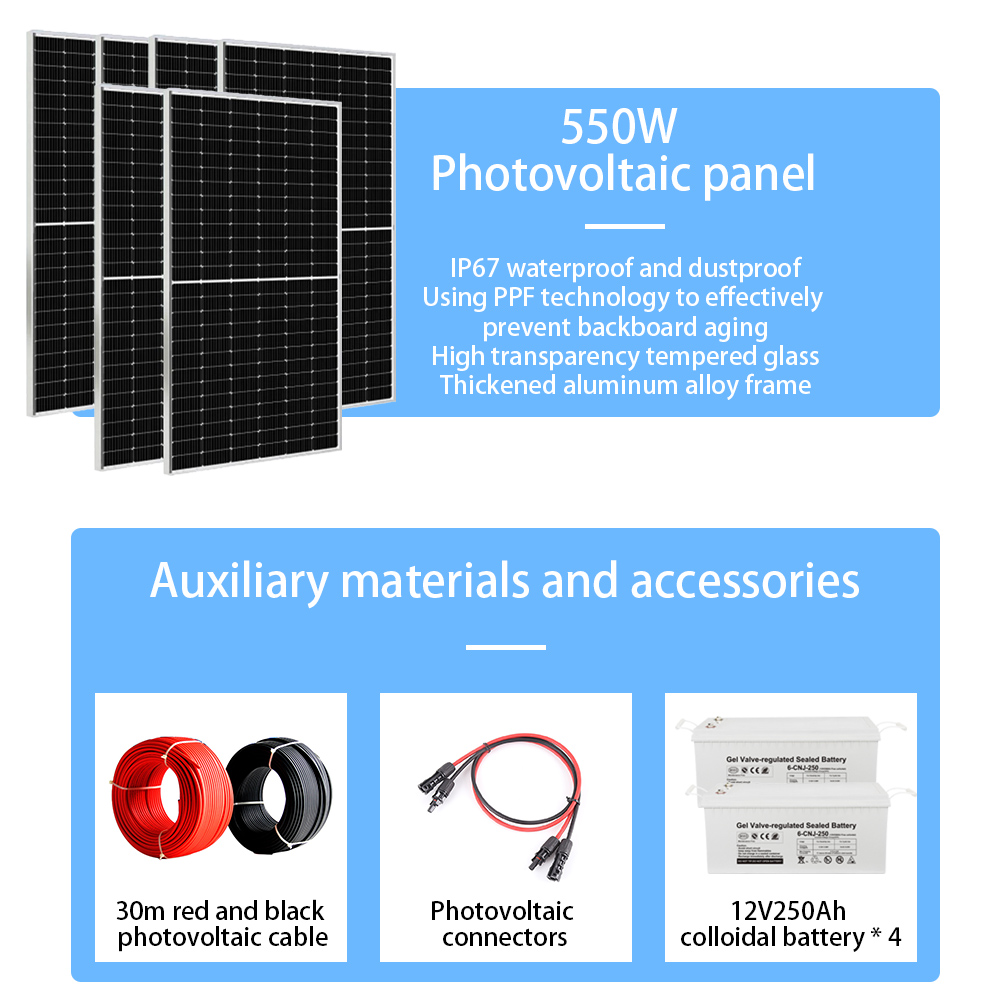 Complete 8kw Solar System Kit Single Phase Adjustable AC Voltage Off Grid Inverter