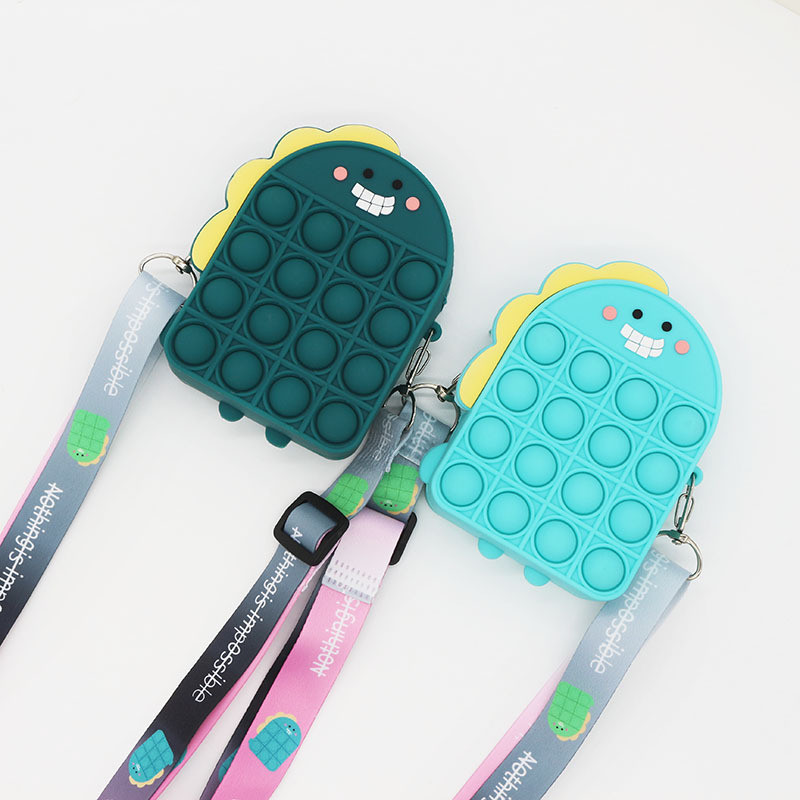 Dinosau Soft Silicone Pencil Case For Stationery And Makeup Items Backpack Bag Silicone SchooL Crossbody Shoulder Bag