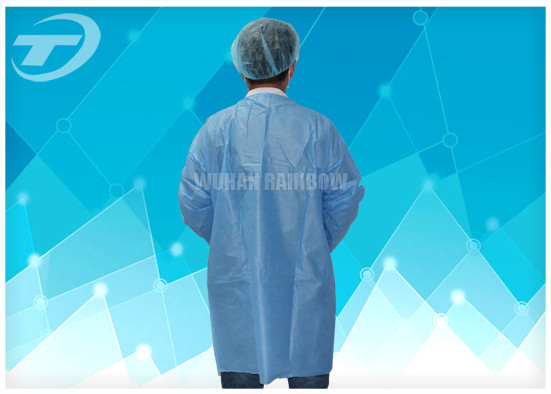 Lab Disposable Visitor Coats With Knitted Cuffs And Collar / BPP Fabric