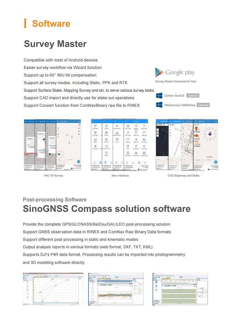 8 GB Memory Sino GNSS Comnav Base And Rover RTK GNSS Receiver Comnav N3