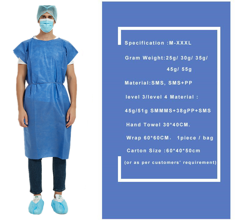 Wholesale SMS disposable medical lab coat Non woven dental hospital doctor lab coats with elastic cuff