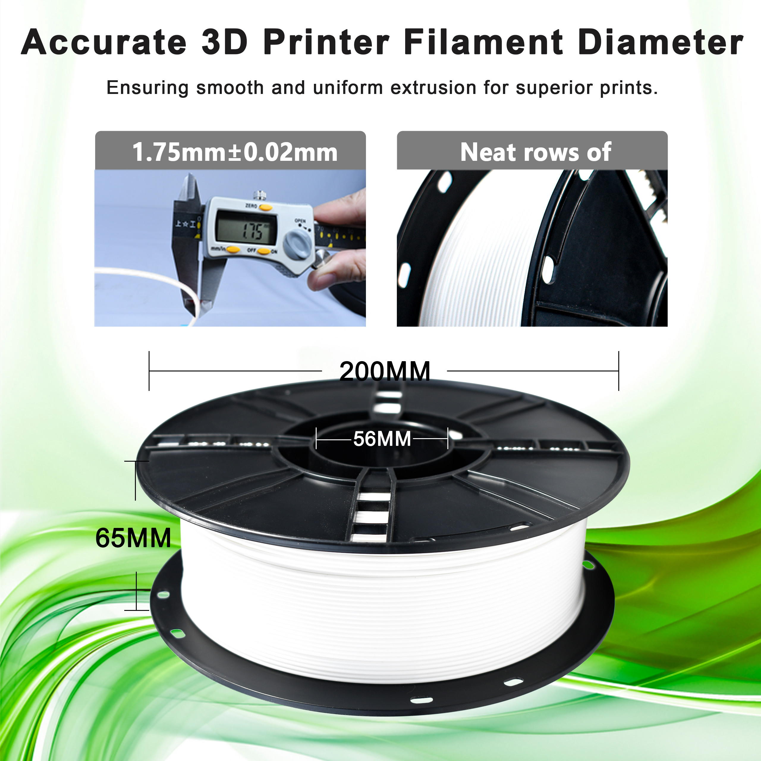 PETG Filament 1.75mm Black 1KG, 3D Printer Filament Dimensional Accuracy +/- 0.02 mm, Fits for Most FDM 3D Printers