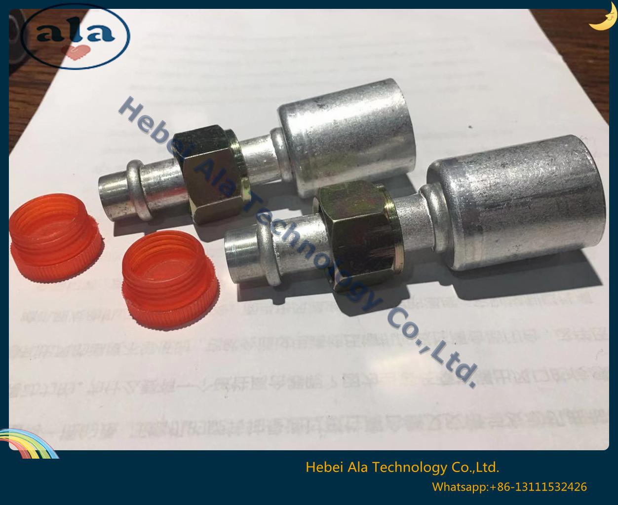 Female O-Ring fittings Aluminium joint with iron cap Connectors auto air conditioning hose ends ACO-ring female fittings