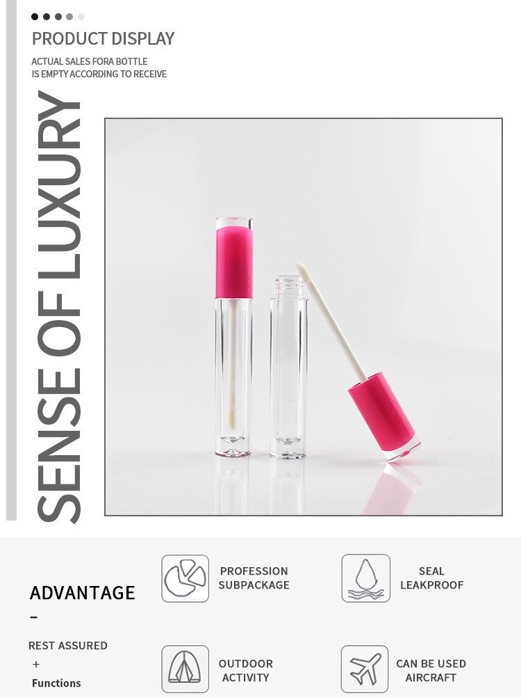 Luxury 5ml Clear Pink Lipstick Empty Lipgloss Tubes Package Custom Logo Oil Lip Gloss Tubes Packaging Containers Wand bottle