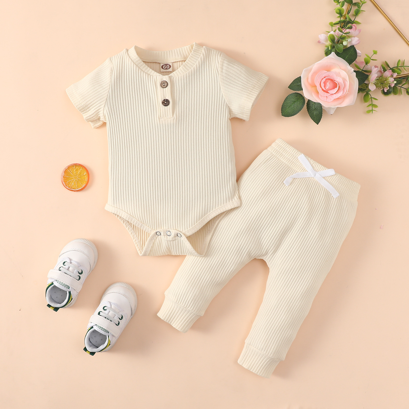 Baby Clothes set organic cotton infant toddler rompers / pants 2pcs baby clothing sets