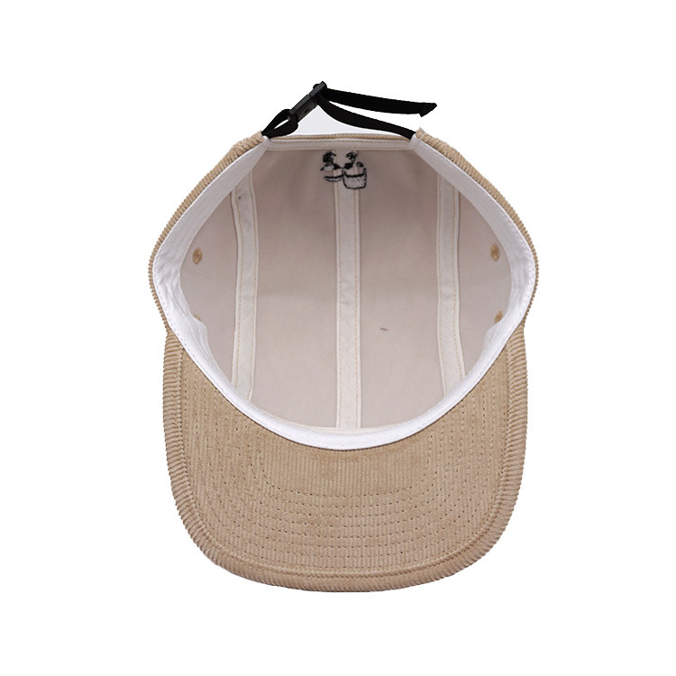 Low-middle Profile 5 Panel Camper Hat Customized Color Corduroy fabric