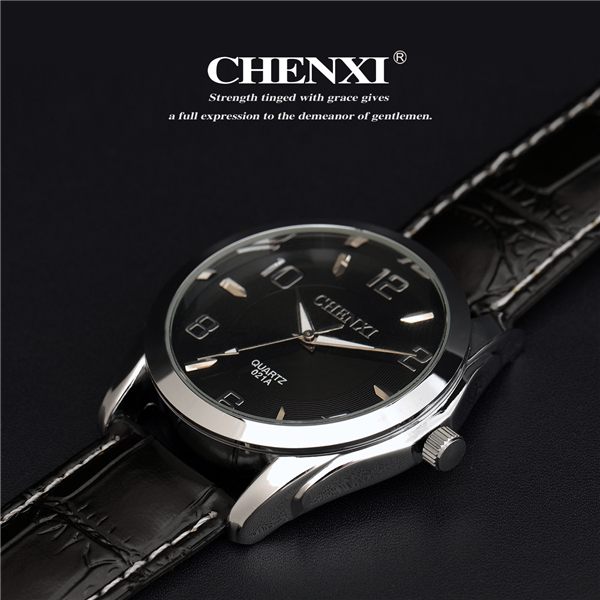 Nickle Free High Quality Stainless Steel Caseback Black White Gold Genuine Leather Watches