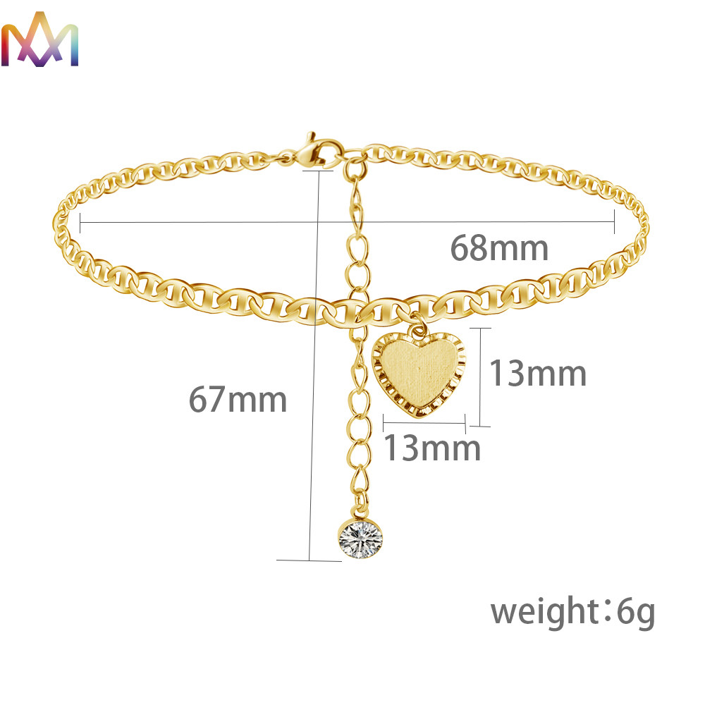 Adjustable Womens Engraved Heart Pendant Bracelet