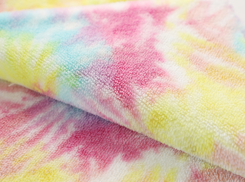Tie Dyed Rainbow Garment Soft Sherpa Fabric 240gsm 150D