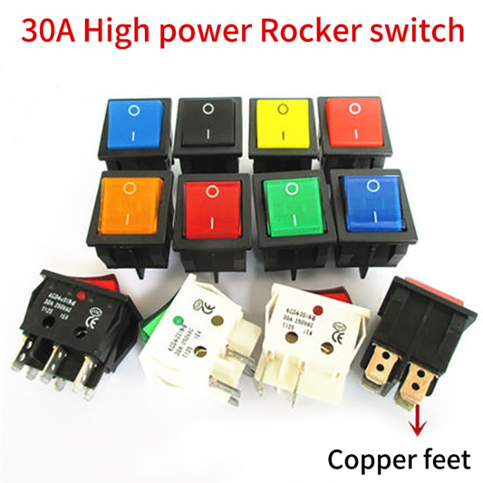 Kcd4 On Off 20a 25a 30a 4 Pins Lighted Rocker Switch