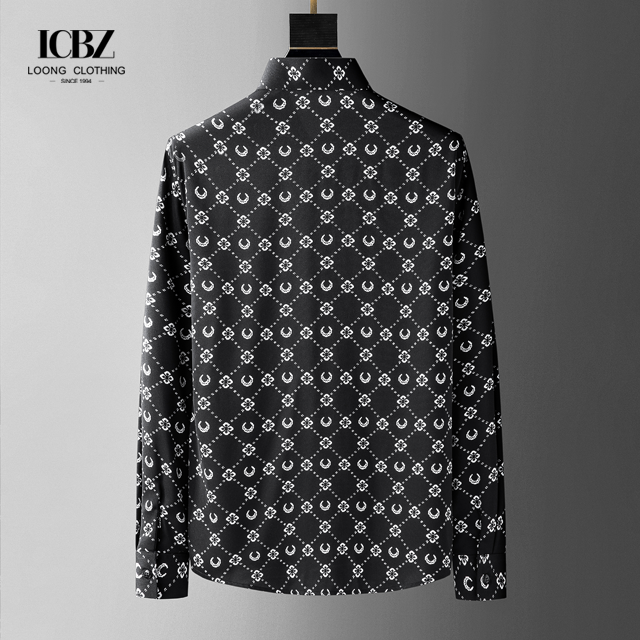 Cotton Printed Letter Custom Long Sleeve Men's Shirts for Fashionable Leisure Spring