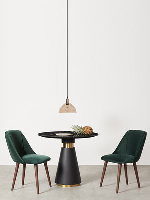 Restaurant / Apartment Round Coffee Table With Marble Top And Metal Base