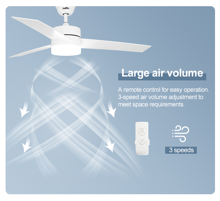 110-240V/50Hz-60Hz 52 Inch Ceiling Fan with Remote Control and OEM Color Wood Blades
