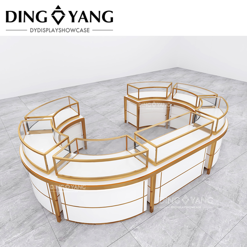 Manufacturer Custom Made Luxury High End Large Oval Center Island Jewelry Showcases Glass Display Cabinets