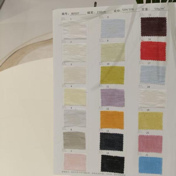 Blended Light Clothing Fabric 54GSM Cool Breathable Fabric 50% Nylon 50% Cotton