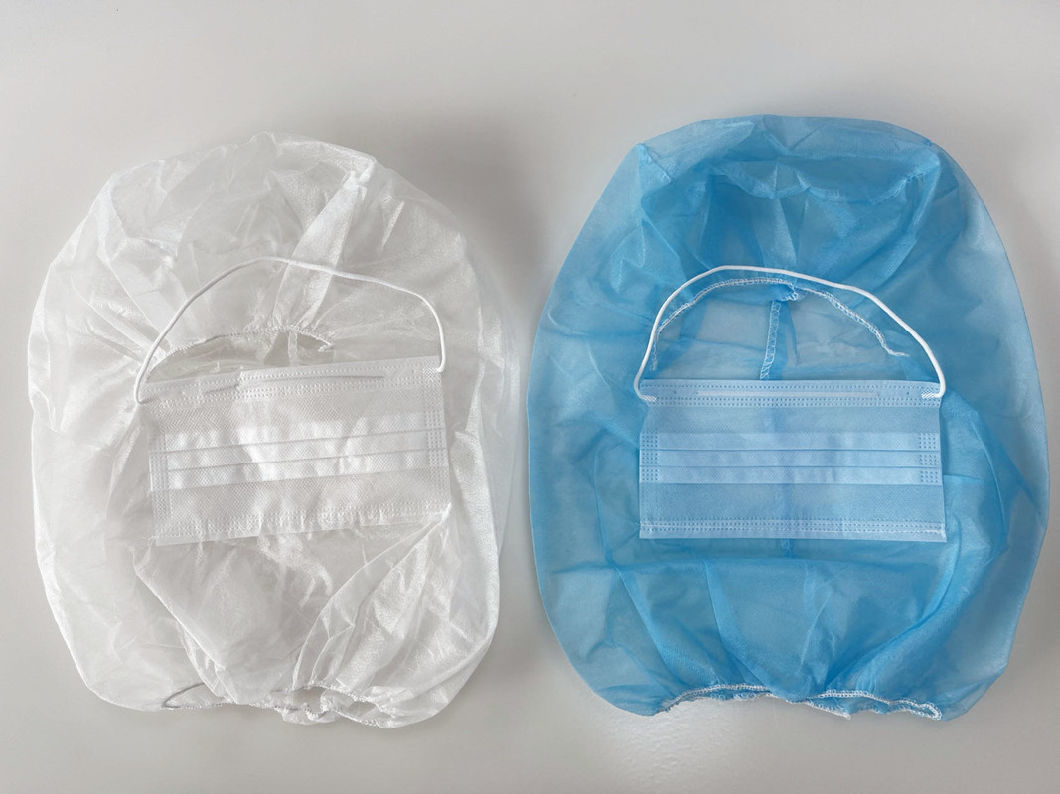 Food Processing Industry Workshop Factory Disposable Non-Woven PP Ninja Balaclava Head Cover Hood Astronaut Space Pirate Cap with 2 Layer Face Mask