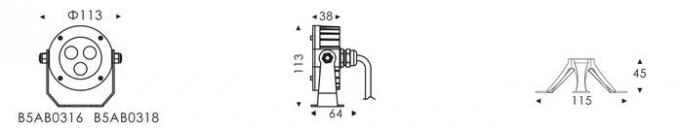24VDC IP68 3*2W LED Underwater Spotlight Molding Shaped SUS 316 stainless Steel Housing With tripod