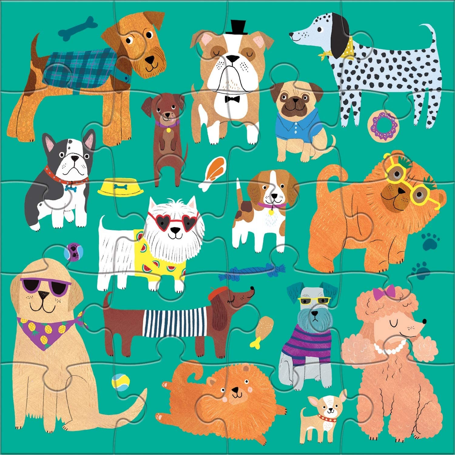 Cats Dogs Magnetic Jigsaw Puzzle 6.5 x 6.5" Multicolor
