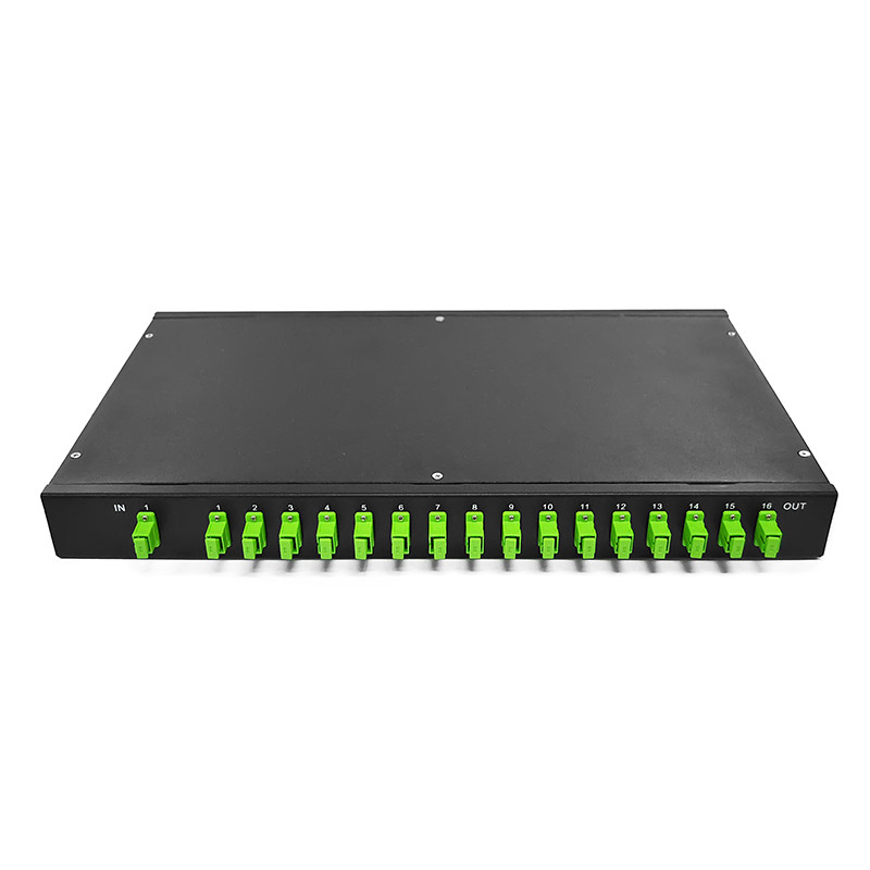 1x16 2x16 Rack Mount Fiber Optic Splitter 1U 19 Inch Metal Box Uniform Power Splitting