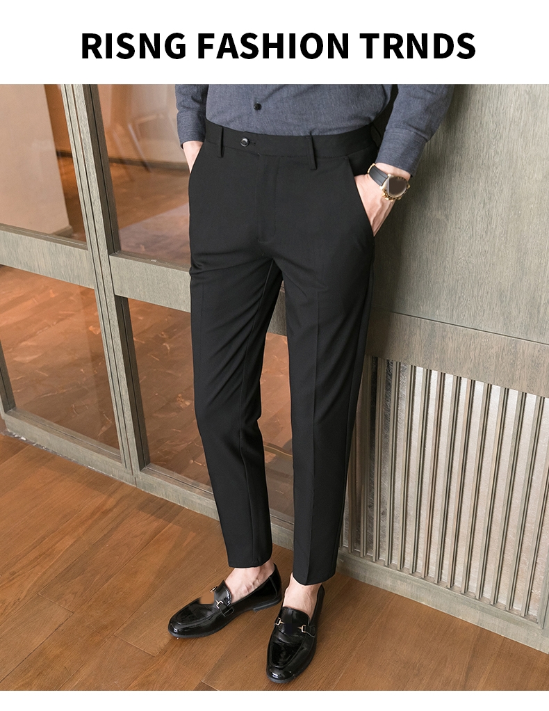 Button Decoration Winter Business Trousers for Men Quantity 200 Design Slim Fit Style