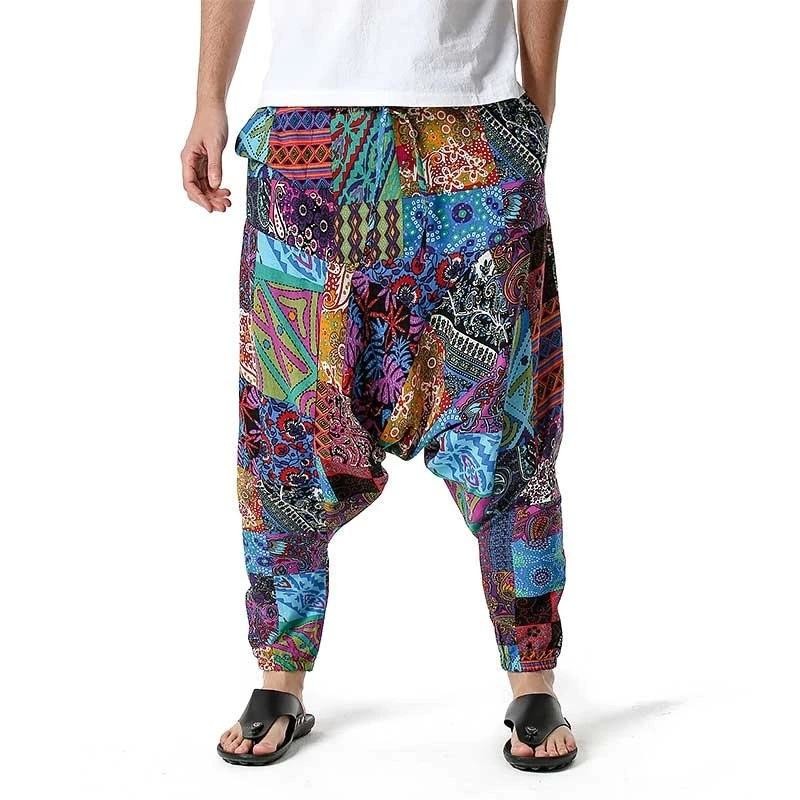 Sublimation Printed Drop Crotch Sweatpants Baggy French Terry Sportswear Oversized Fashion