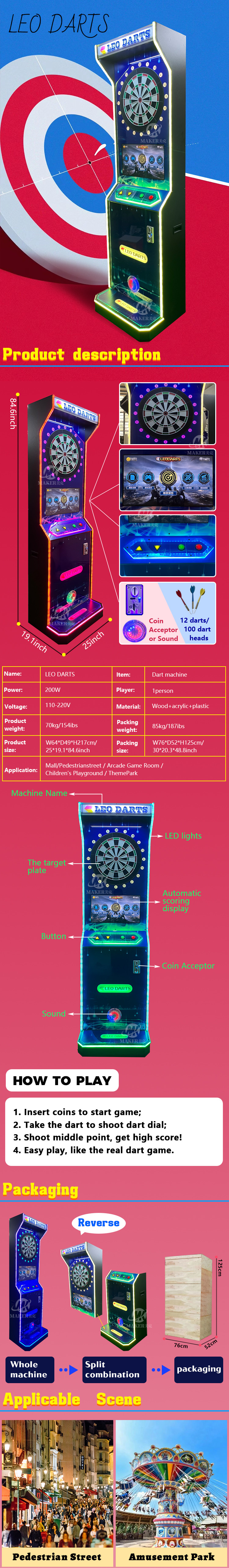 Dartslive Dart Machine Coin Wooden+Acrylic+Plastic Sports Commercial Dart Machine For Pedestrianstreet
