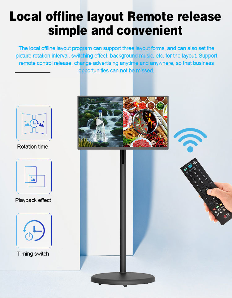 27" Portable LCD Advertising Signage Battery Charging Rotatable Touch Screen Kiosk