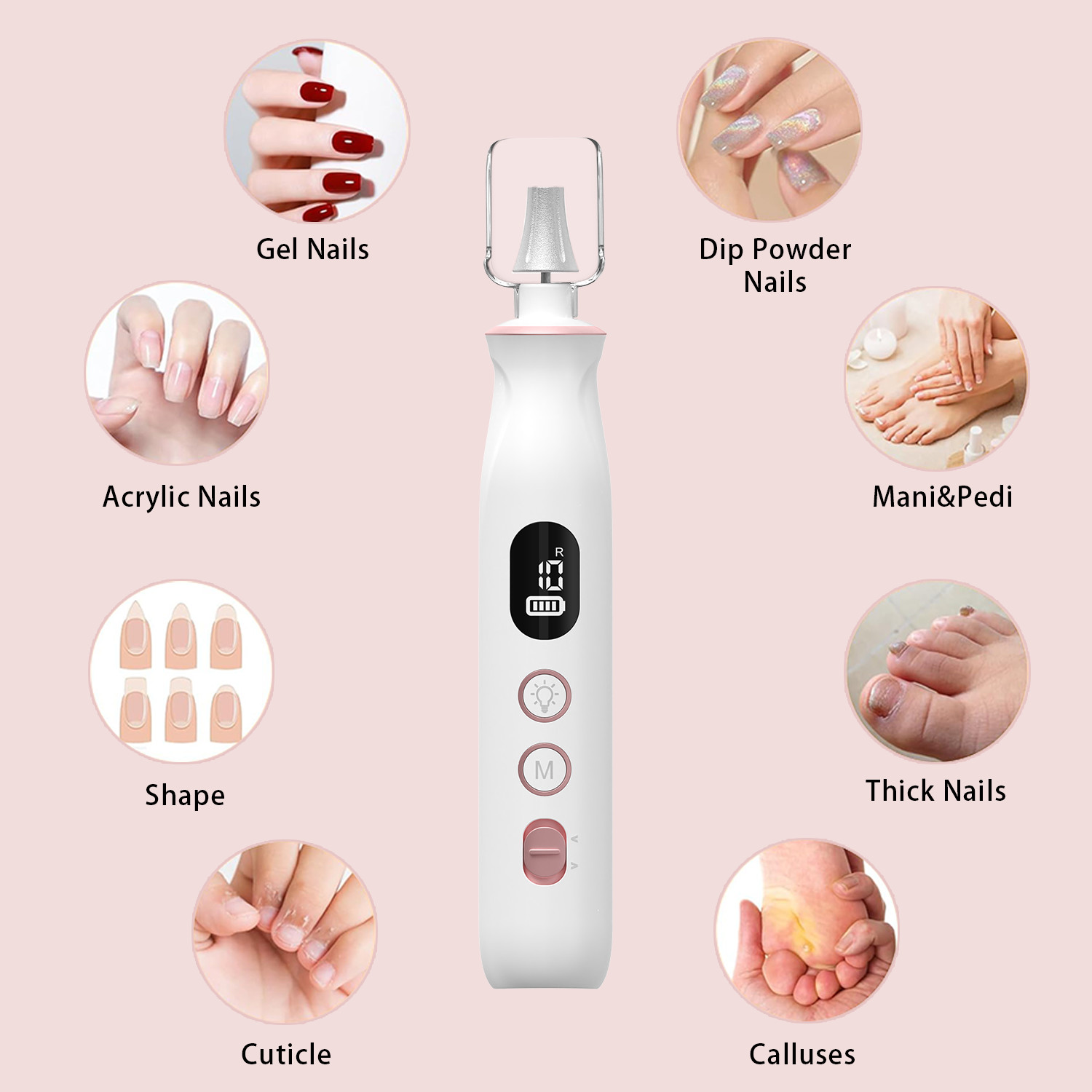 Electric Nail Machine Grinder Mini Portable Polisher Set For Manicure Pedicure