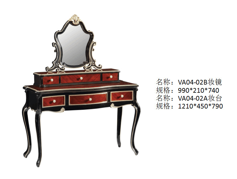 Luxury house of Villa Bedroom furniture Dresser with Mirror stand in Beech wood carving