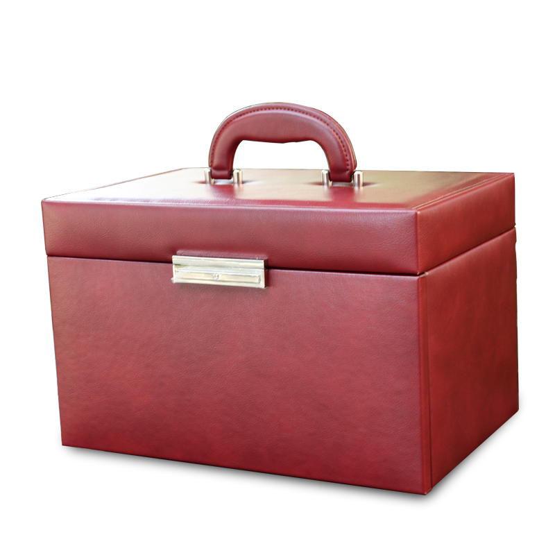 Multifunction Luxury Earring Box , Square Shape Leather Big Jewelry Case
