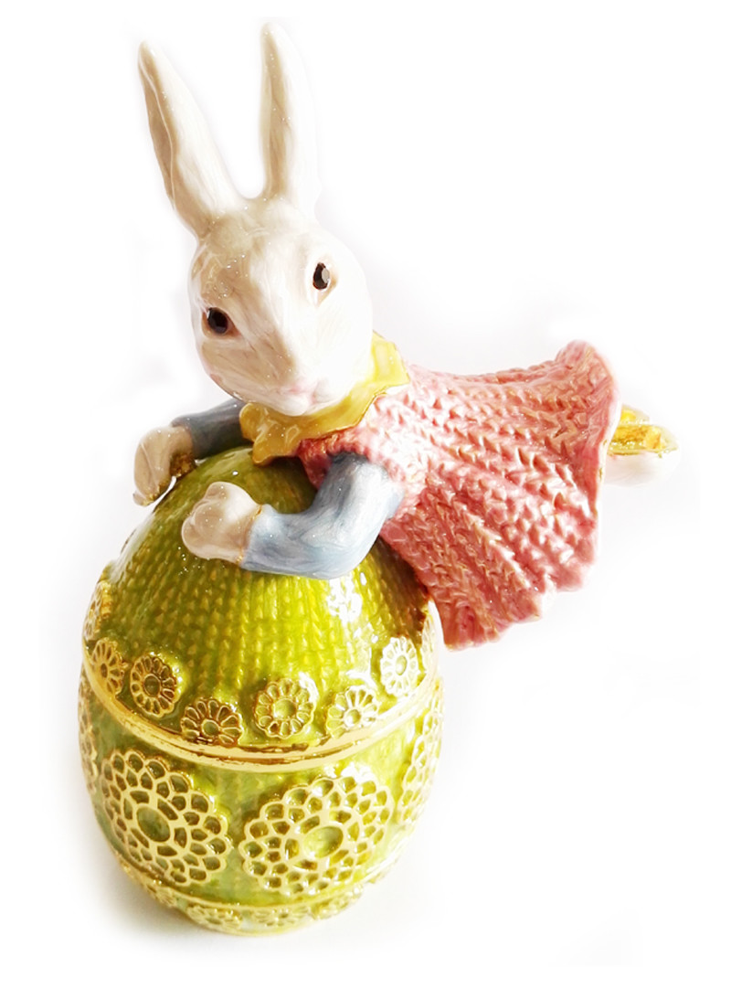Easter Bunny Trinket Pill Box Rabbit Hinged Trinket Jewelry Box Bejeweled Ring Holder Rabbit Trinket Jewelry Box