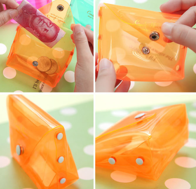 Transparent Waterproof EVA Cosmetic Bag Candy Colour For Pocket Coin