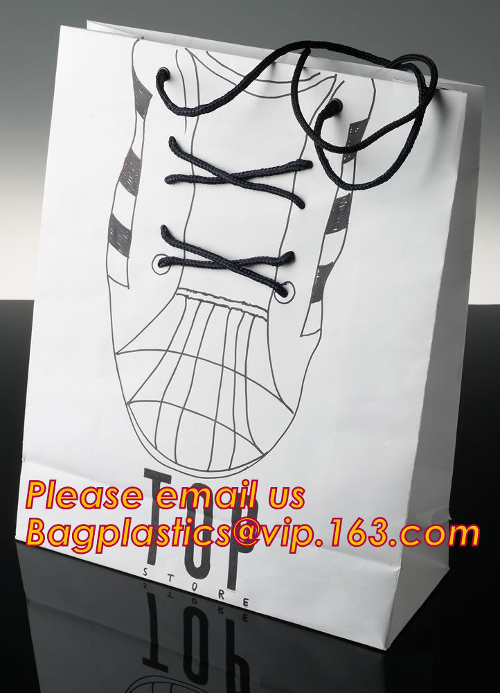 Gold foil stamp matt laminated black handle rope hair extension packaging bag red paper bag,Handle Brown Kraft Gift Pape