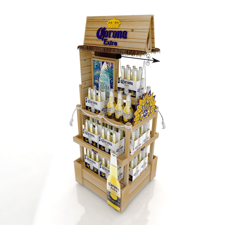 Customized Cosmetic Display Stand Wooden Display Shelf Unit Moisturizing Cream