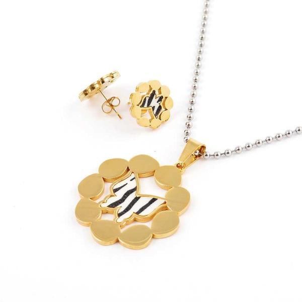 South American Fashion Stainless Steel Earrings With Matched Pendant Necklace