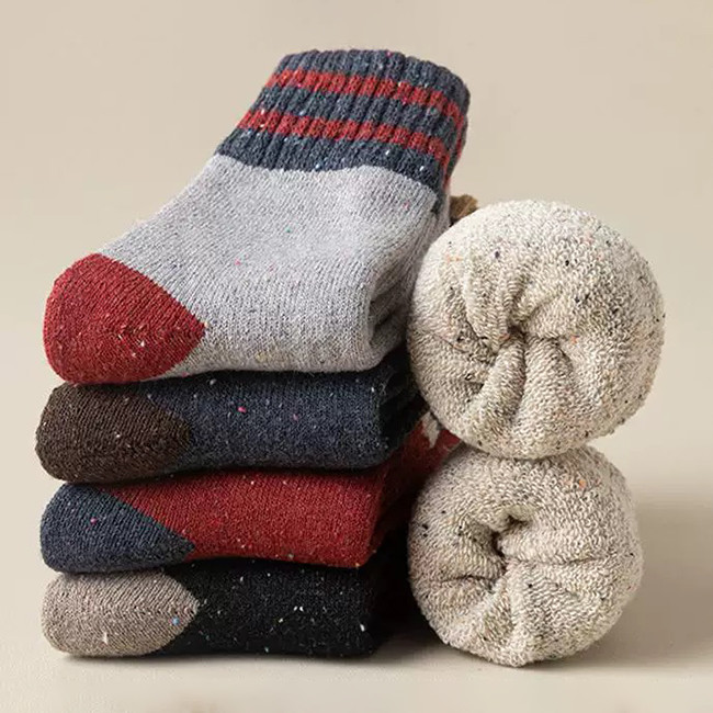 Soft Cozy Merino Wool Socks Striped Colorful Thermal Warm Socks