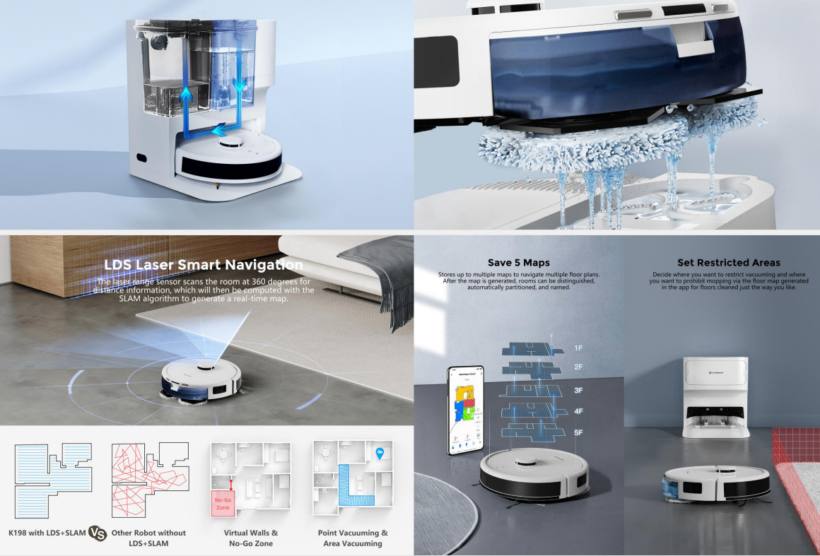 3000pa Strong Suction Smart Mapping Robot Vacuum Cleaner CB FCC