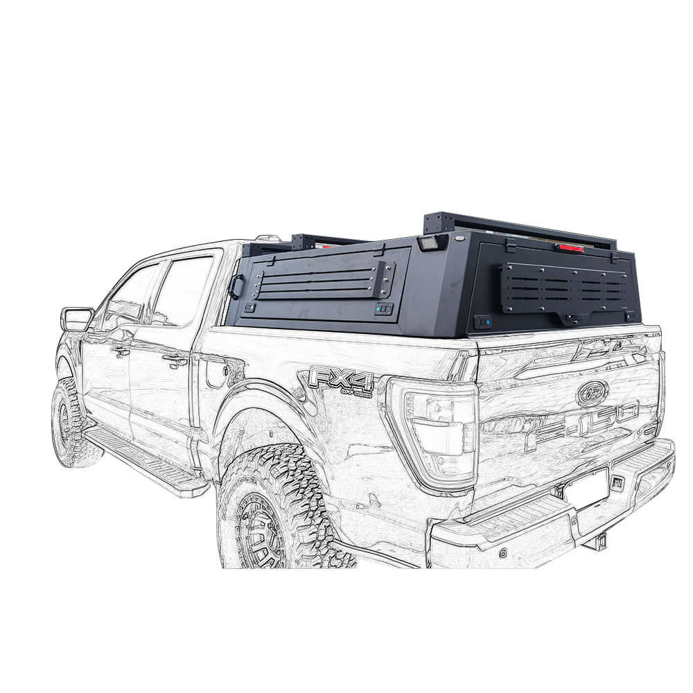 Customized Logo Aluminum Retractable Tonneau Cover for Ford F150 Raptor 2018 in Black